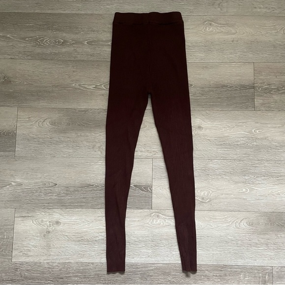 Brunette The Label Ribbed Leggings Thick Heavy Knit Chocolates Brown Size XS/S - Picture 2 of 7